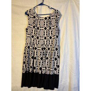 Tiana B Womens Size 18 1X Fit & Flare Dress Black White Classic Romantic Indie